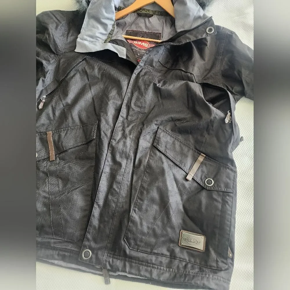 SIMS Snowboarding Black Jacket with Fur Hood